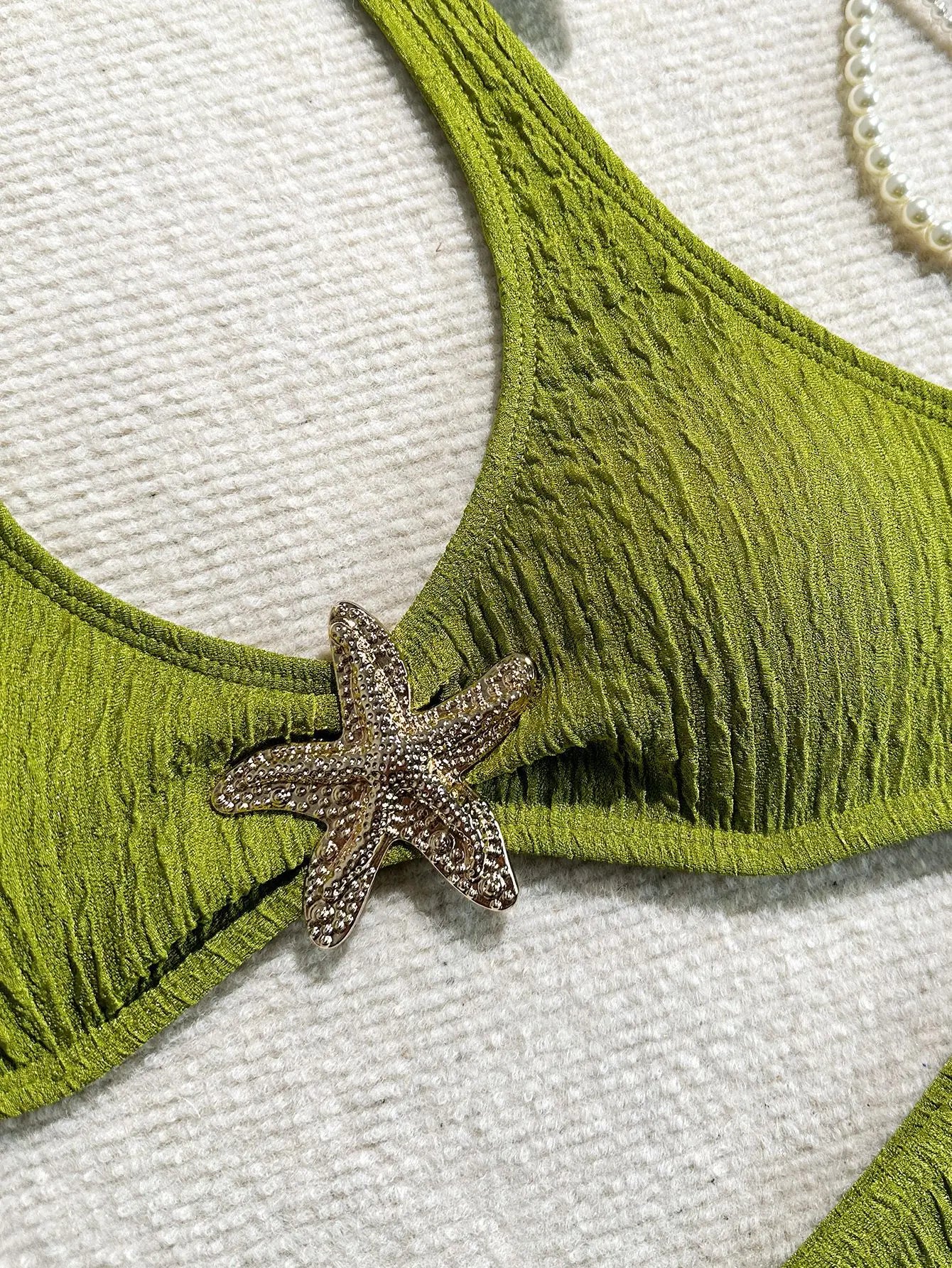 Sexy Metal Starfish Bikini Set 2026 Women Green Brown Push Up Bra High Waist Swimsuit Bathing Suit Vacation Two Piece Swimwear