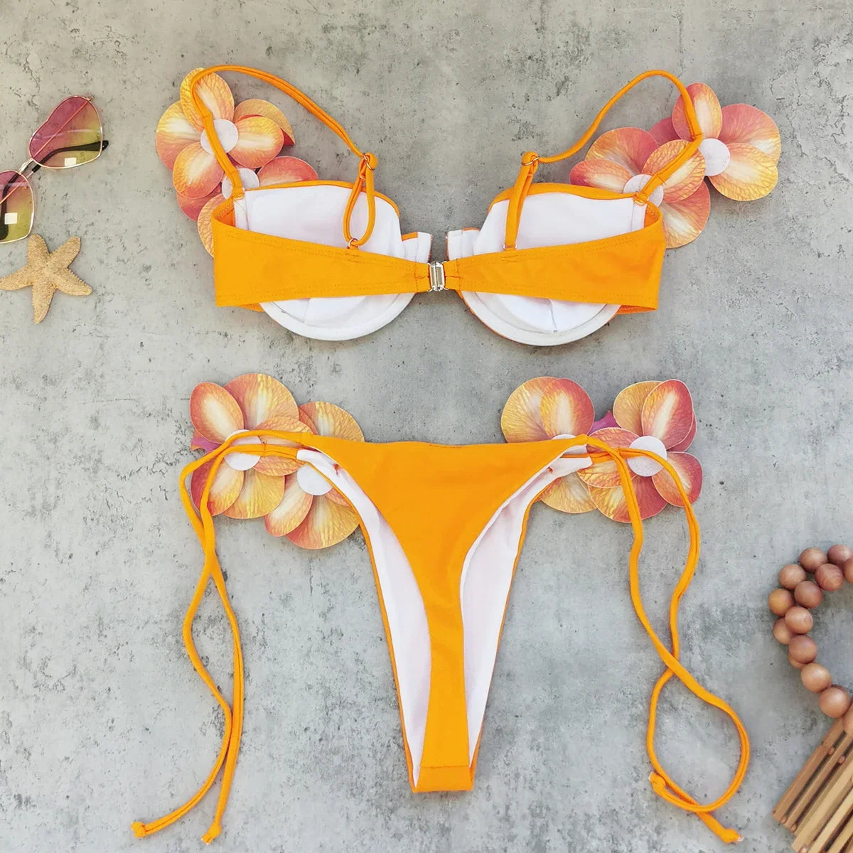 Flower Bikini With Skirt Set Sexy Women 3Pcs Swimsuit Push Up Swimwear Female Bandeau Biquini Bathing Suit Bodysuit Beachwear