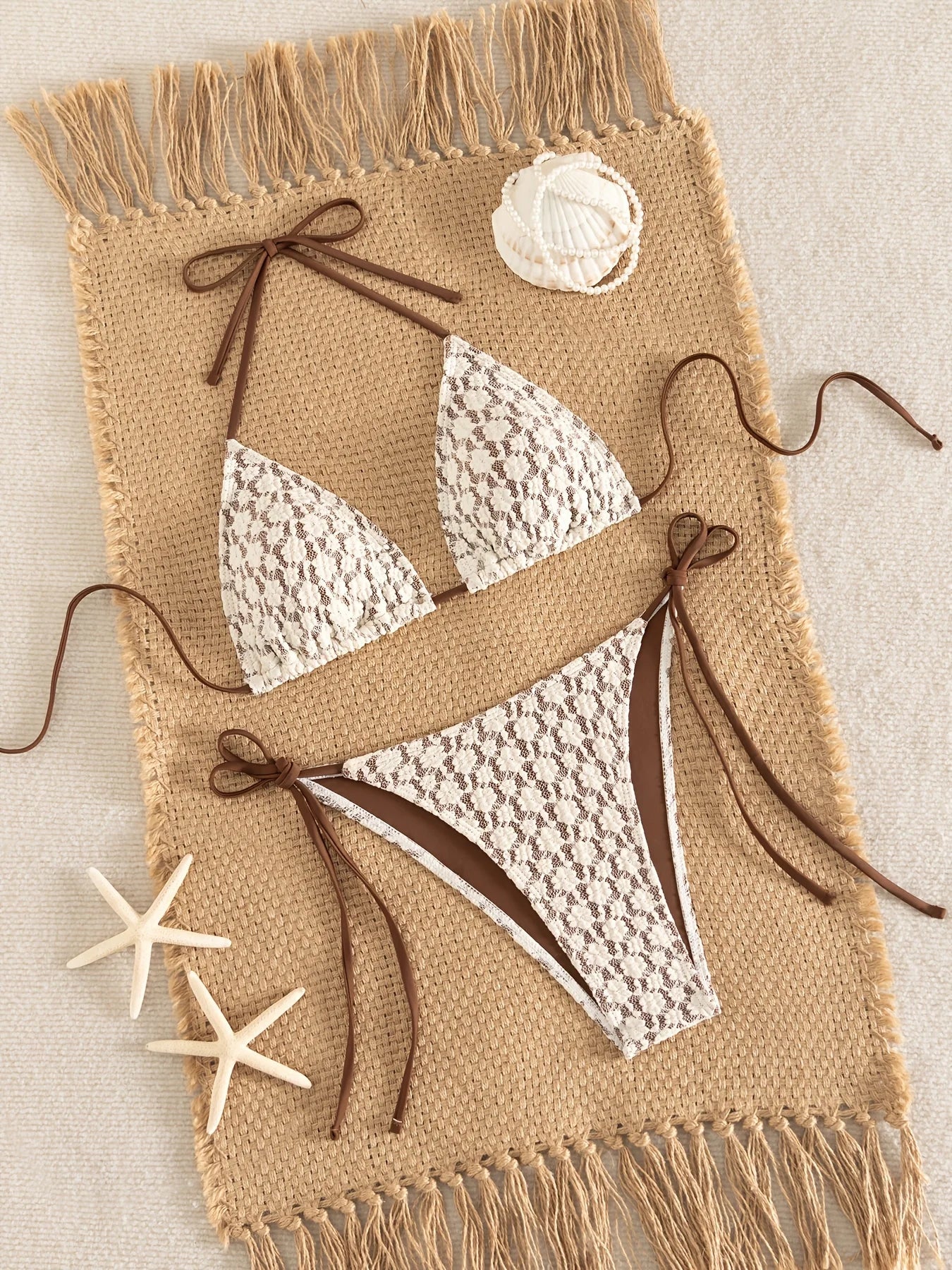 ZTVitality Sexy Lace Patchwork Bikini Set 2026 New Arrival Halter Bandage Swimwear Women's Swimwear Summer Beachwear Biquini