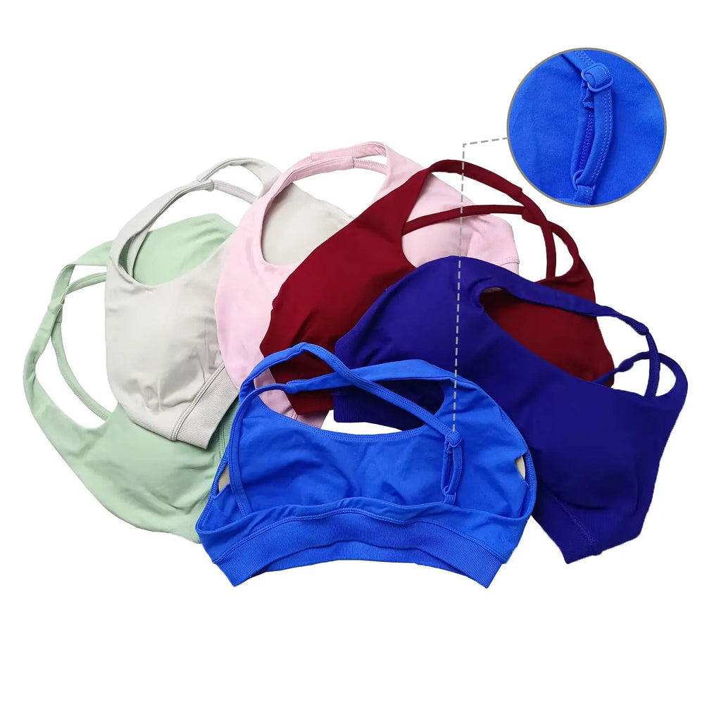 NCLAGEN Asymmetric Sports Bra High Support Backless Gym Top Women Halter Fitness Running Workout Clothes Sexy Seamless Underwear