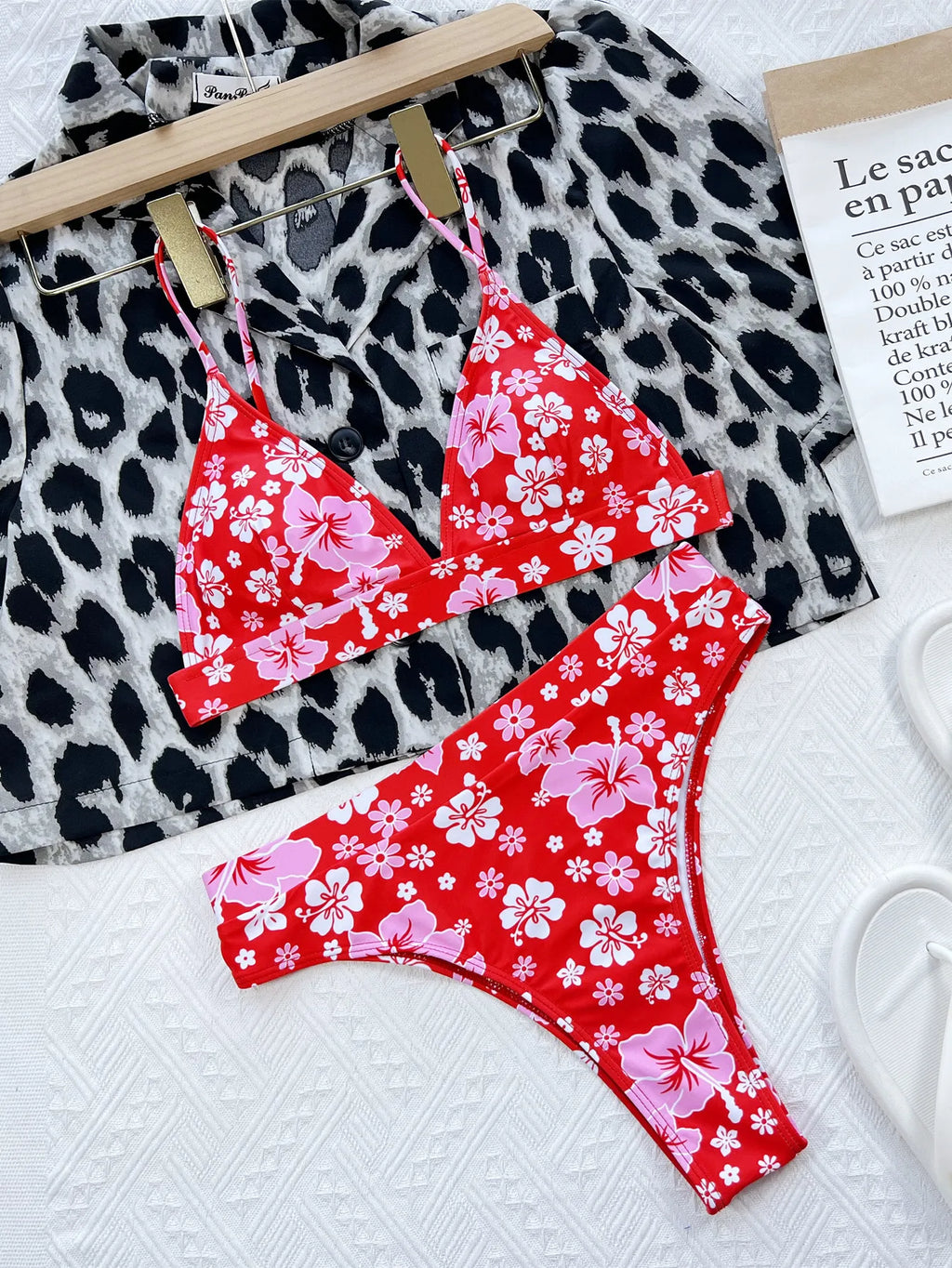 Bikini 2026 Sexy Swimwear Swimsuit Women Push Up High Waist Backless Floral Print Red Bikinis Set Bathing Suit Beach Bikini New