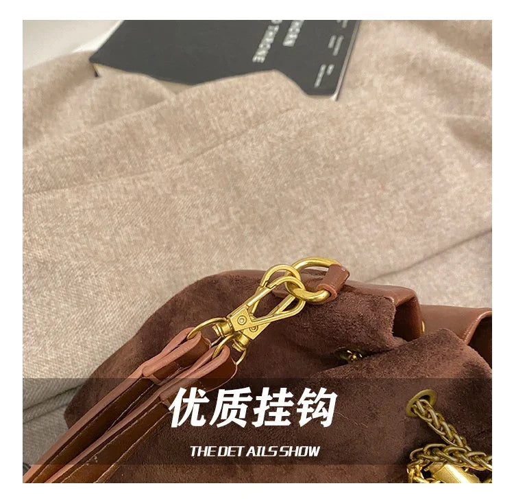 2026 Soft Commuting Crossbody Bags Faux Suede Sewing Hot Sale Bags for WomenThread Solid Color String Women's Handbags