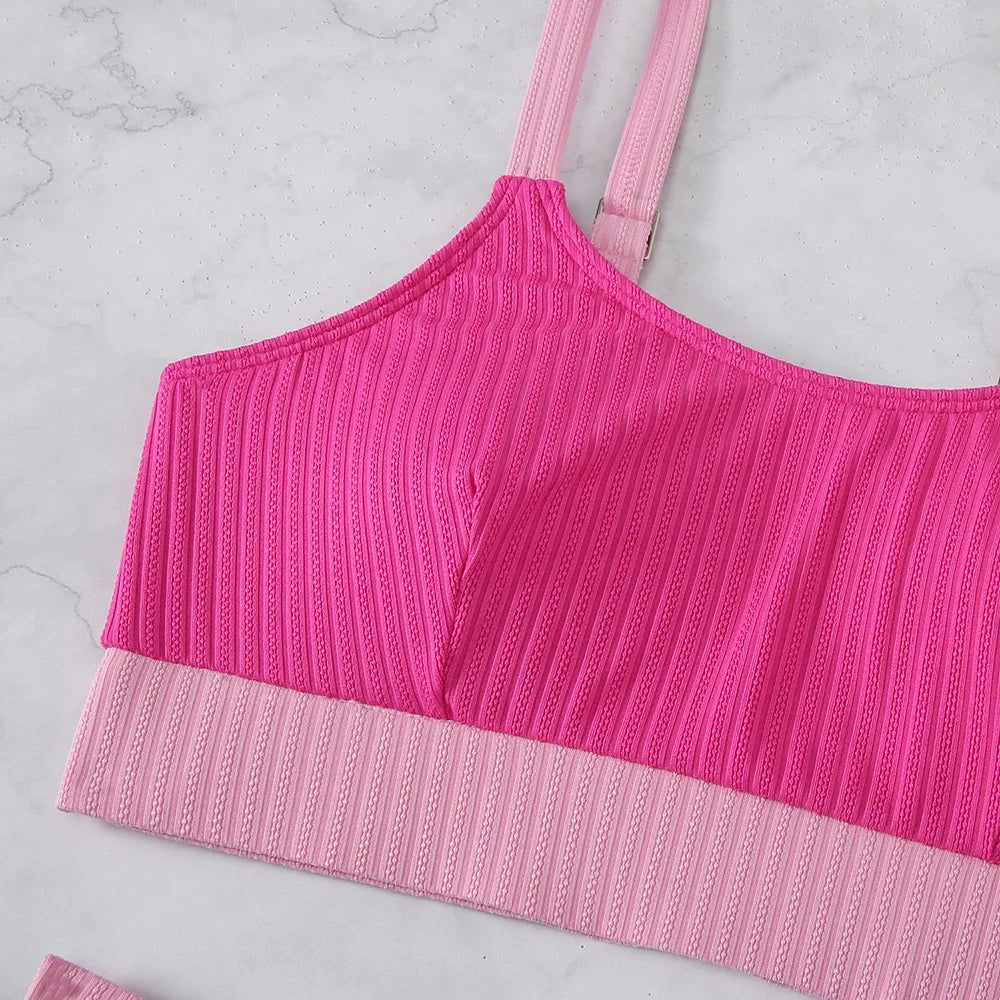 Strappy Bikinis 2026 Women High Waist Swimwear Female Sexy Swimsuit Solid Bathers Bathing Swimming Swim Suit Beachwear Summer