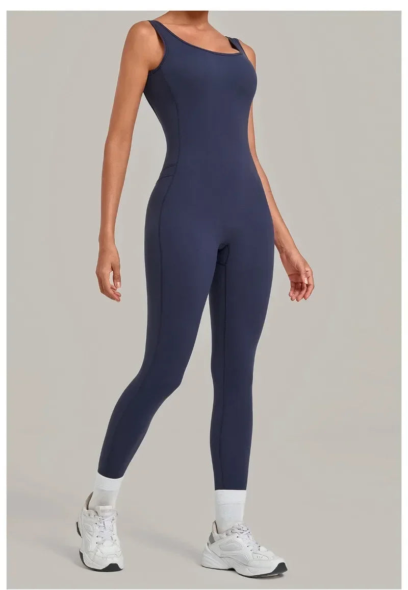 Women's Seamless Yoga Jumpsuits Fitness Sports Hip-lifting Beauty Back Sleeveless One-Piece Training Workout Running Bodysuits
