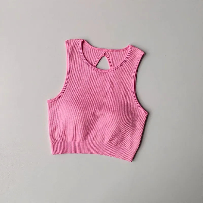 Women's Sexy Threaded Cross Hollow Back Yoga Exercise Fitness Vest Integrated Sports Training Bra Vest for Fitness And Yoga