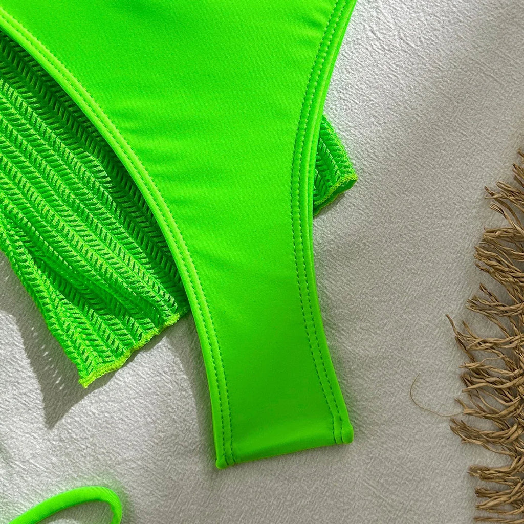 With Long Sleeve Cover Up Halter Bikini Women Swimwear Female Swimsuit Three-pieces Bikini set Bather Bathing Suit Swim V5123