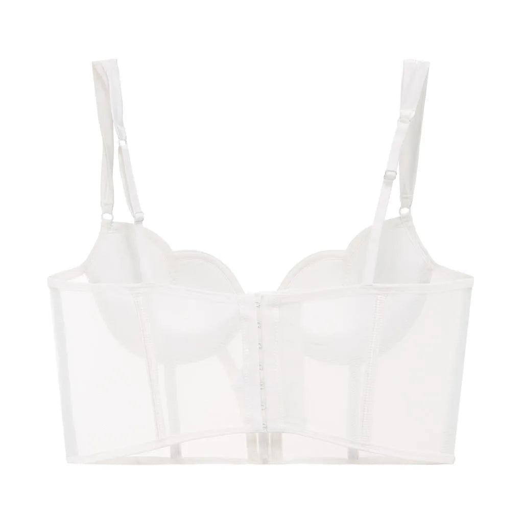 ja-dhāb / mu-thīr Kawaii Voom French Fishbone Bra Set Push up Bustier G-string Large Chest Slimming Anti-Sagging Lingerie Women