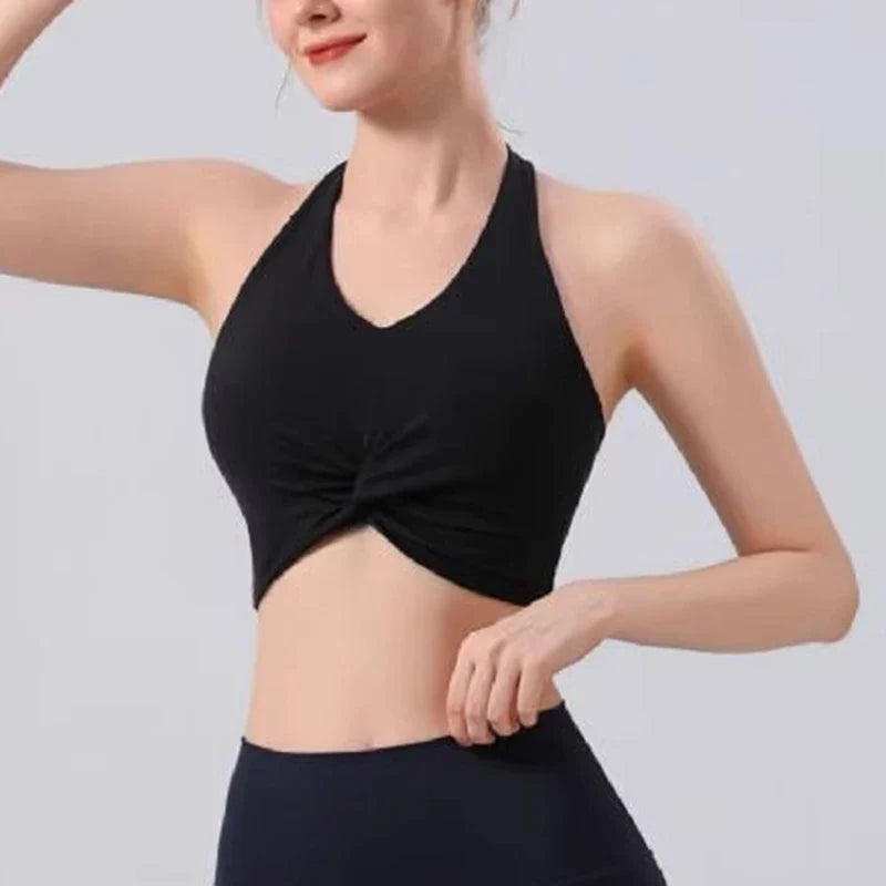 Women's Shock-Absorbing Yoga Sports Bra Beauty Back Design Integrated Neck Hanging Training Fitness Fitness Bra