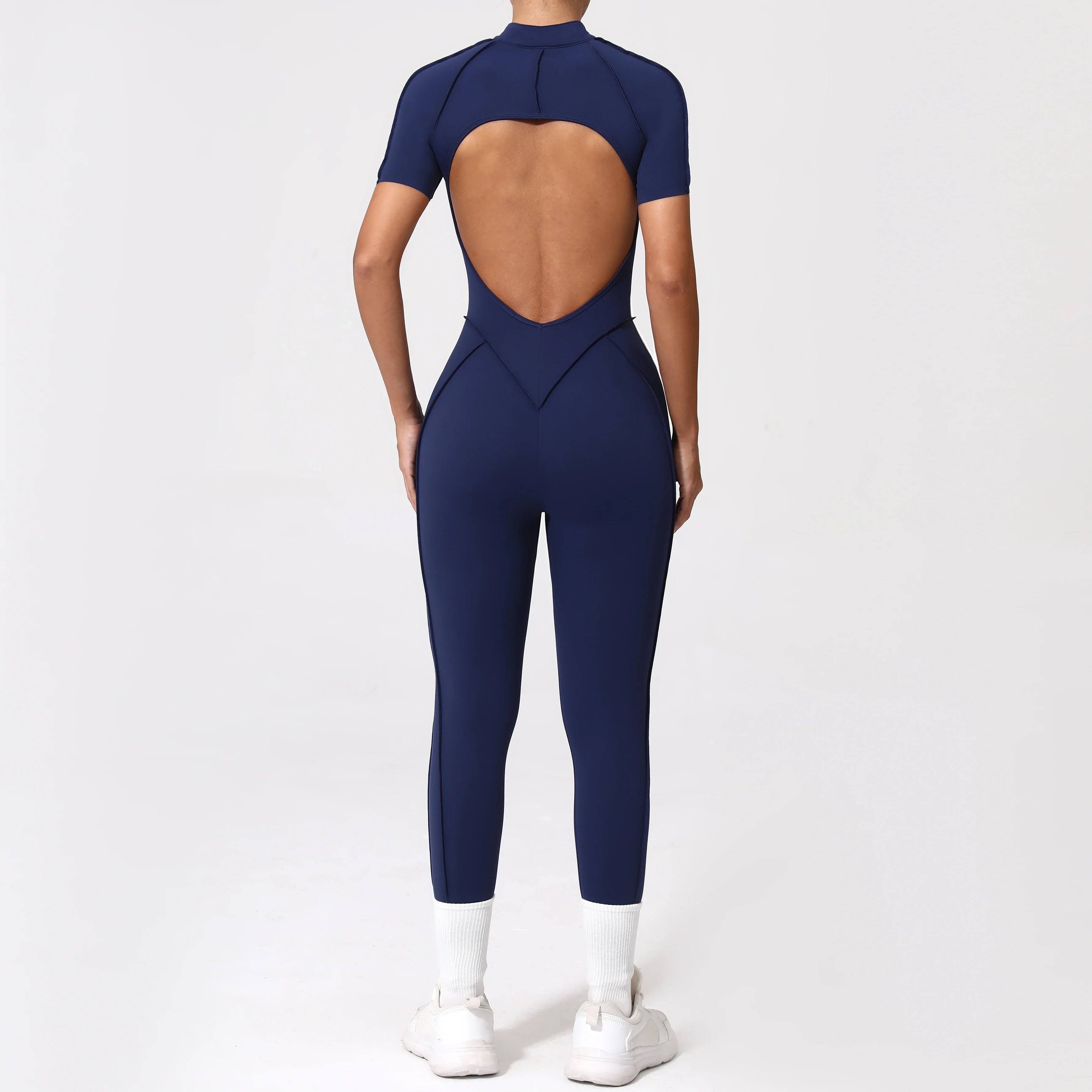 With Zipper Hollow Back Yoga Jumpsuit Sportswear Women Gym Clothes Running Fitness Yoga Backless Bodysuit