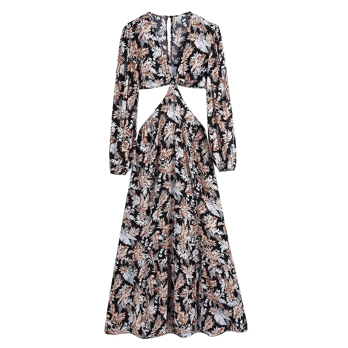 Waist Cut Out Backless Sexy Summer Maxi Dress Elegant Deep V Neck Holiday Long Dress Red Black Boho Floral Dress Women 2025