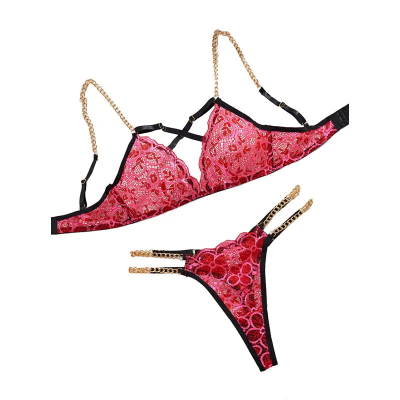 Toucheart Sexy Women's Underwear Set Embroidered Lace Chain Hollow Heavy Craftsmanship Two-piece Set High-quality Lingerie Set