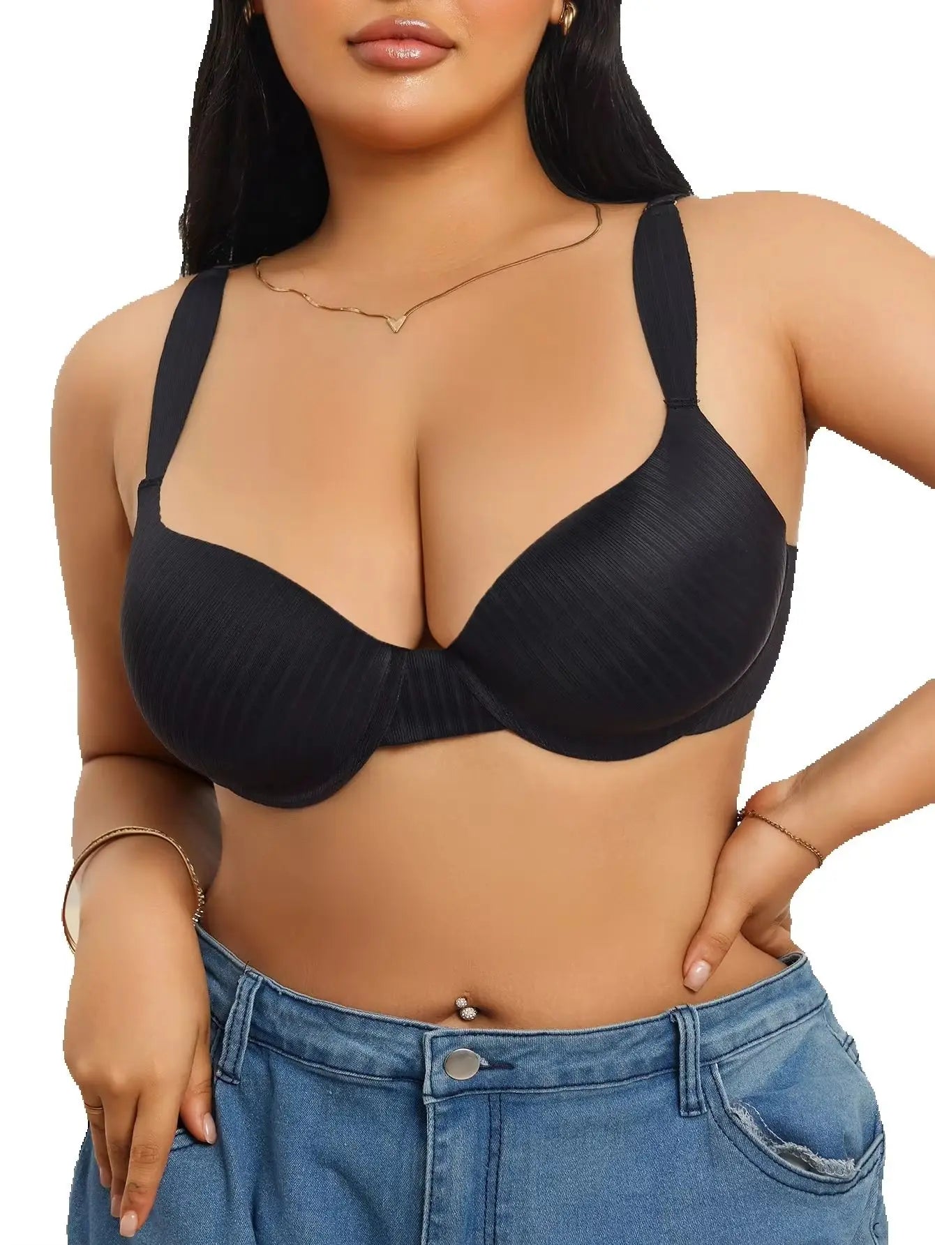 Wide Straps Women's B C D Bra Large Gather Push Up Bra Comfort Thin Cup Underwire Support Lingerie Bra