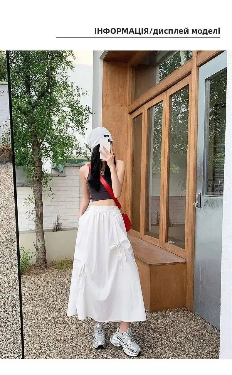 Versatile Knot Spring Summer F Skirt Ele Design Elastic Waist Skirt Sweet Aosphere Skirts For Ladies Fashion Women Skirts HSSZ