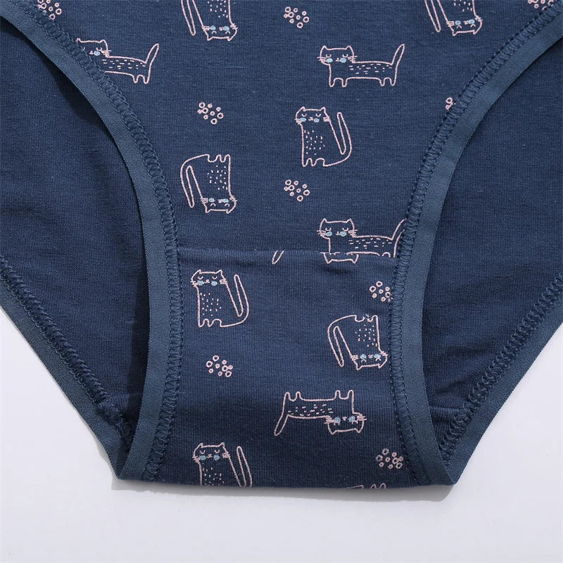 Women Printing Floral Panties 3Pcs/set Low-Rise Cotton Briefs Female Comfortable Underwear Female Soft Panties Lingerie M-2XL