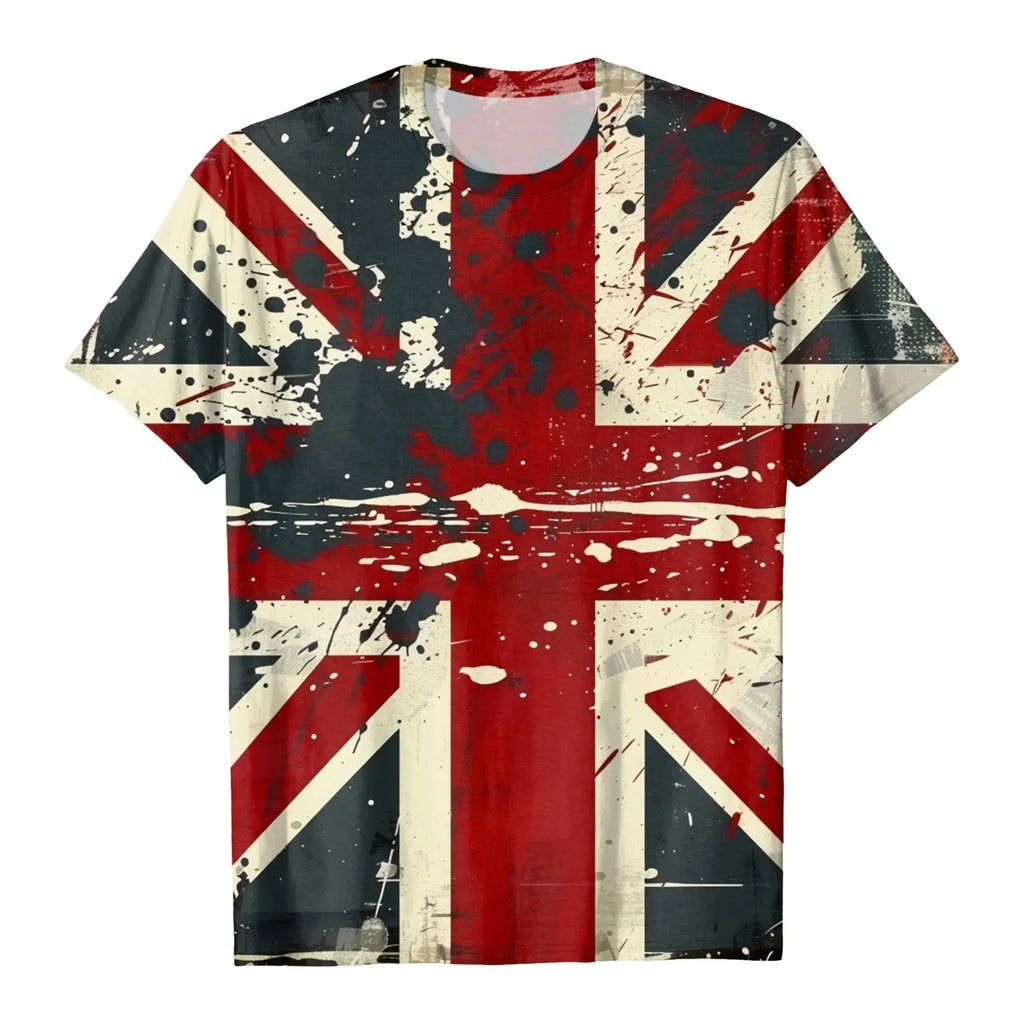 Women's British Flag Print T-Shirt Casual Round Neck Short Sleeve T Shirts Uk United Kingdom Women Vintage Tees Tops Clothing