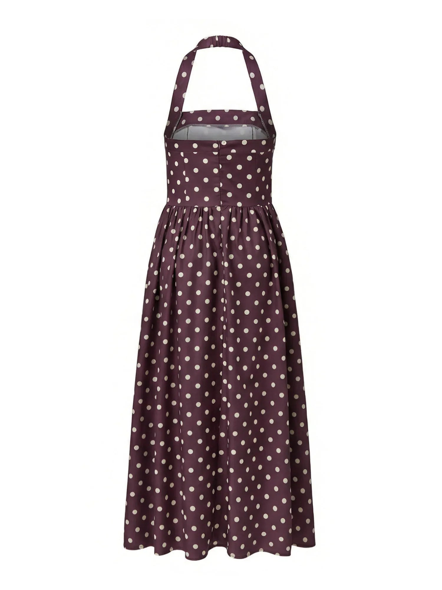 Women's Summer Halter Neck Long Dress Dot Print Sleeveless Backless A Line Dresses for Beach Party