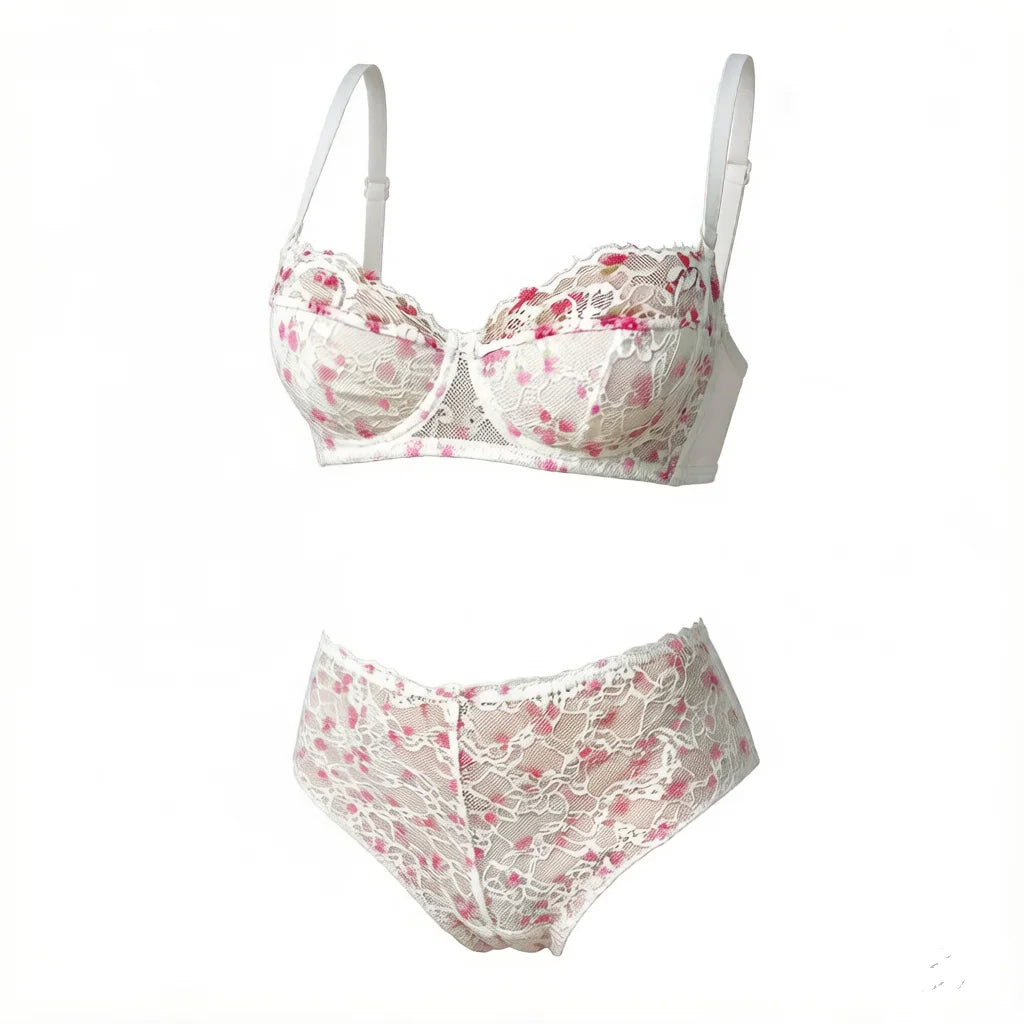 Lace embroidery underwear set Sexy floral print set seaside vacation style bra set party underwear women Lingerie MR2862