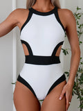 2026 Hollow Monokini Swimsuit Women One Piece High Neck Swimwear Female Sexy Bathers Bathing Swimming Swim Suit Beachwear XXL