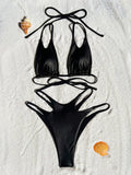 S - XL PU Faux Leather Scrunch Butt Bikini Women Swimwear Female Swimsuit Two-pieces Bikini set Bather Bathing Suit Swim Lady