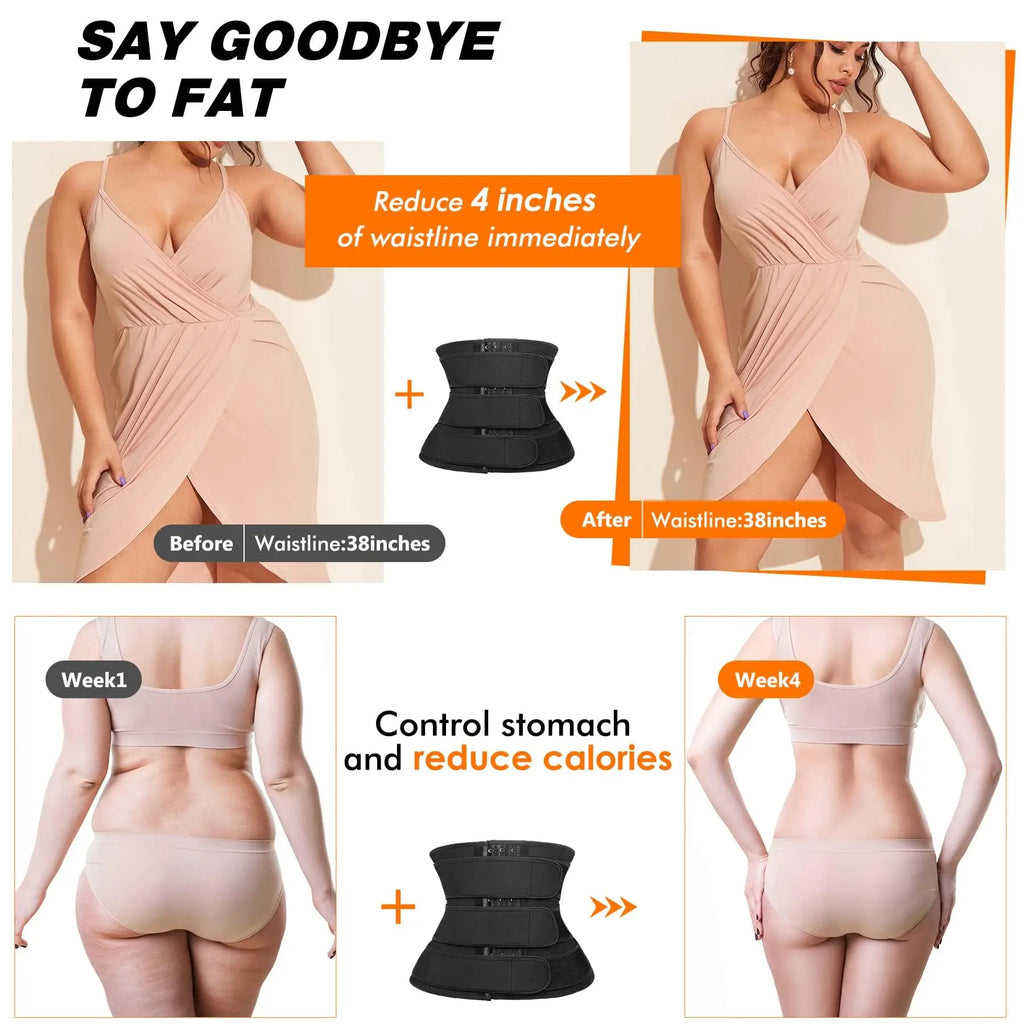 Women Postpartum Triple Belts Waist Trimmer - Tummy Control Body Shaper Girdle Slimming Fat Burning Sheath Belt