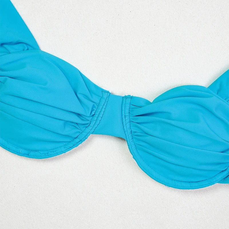 3 Pieces Women's Sexy Bikini Set 2025 New Swimwear Long Dress Cover up Female Beachwear Bathing Suit Summer Swimming Outfit