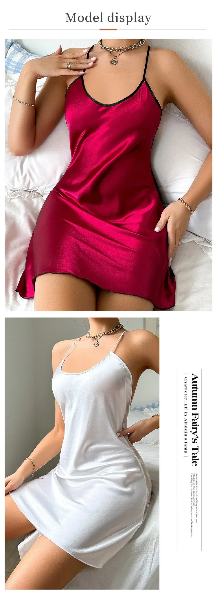 Full Transparency Back Heart Print Hot Women Nightdress V Neck Spaghetti Strap Sleepwear Romantic Home Wear Ice Silk Night Dress