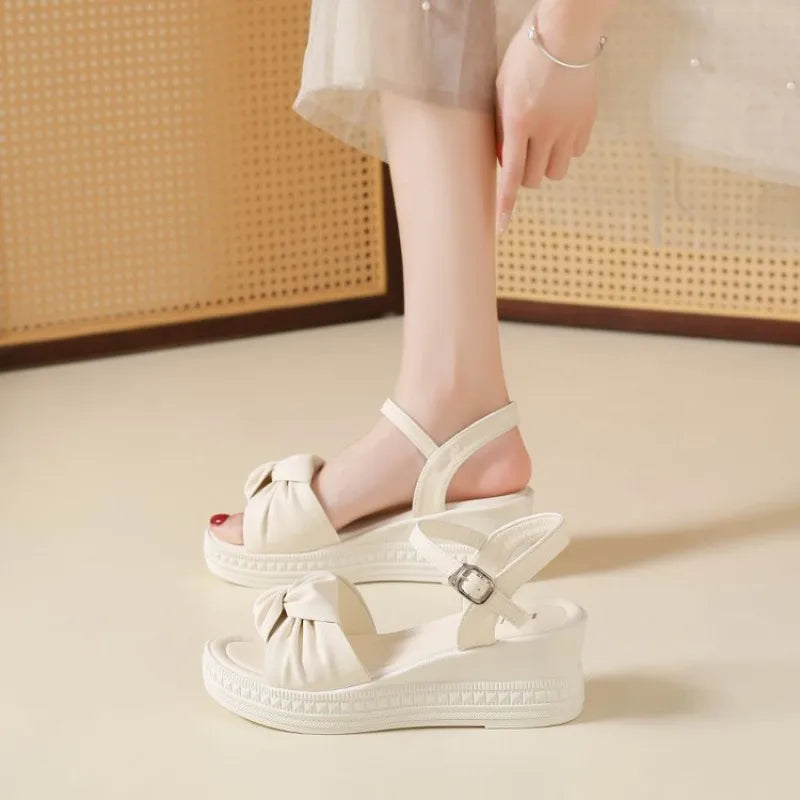 Women Summer Platform Sandals New Open Toe Chunky High Heel Ladies Shoes Casual Flat Bottom Sandalias