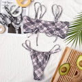 2026 Sexy Bikini Women Swimwear Swimsuit Double Straps Plaid Black Bikinis Set Bathing Suit Beach Bikini Female Push Up Biquinis