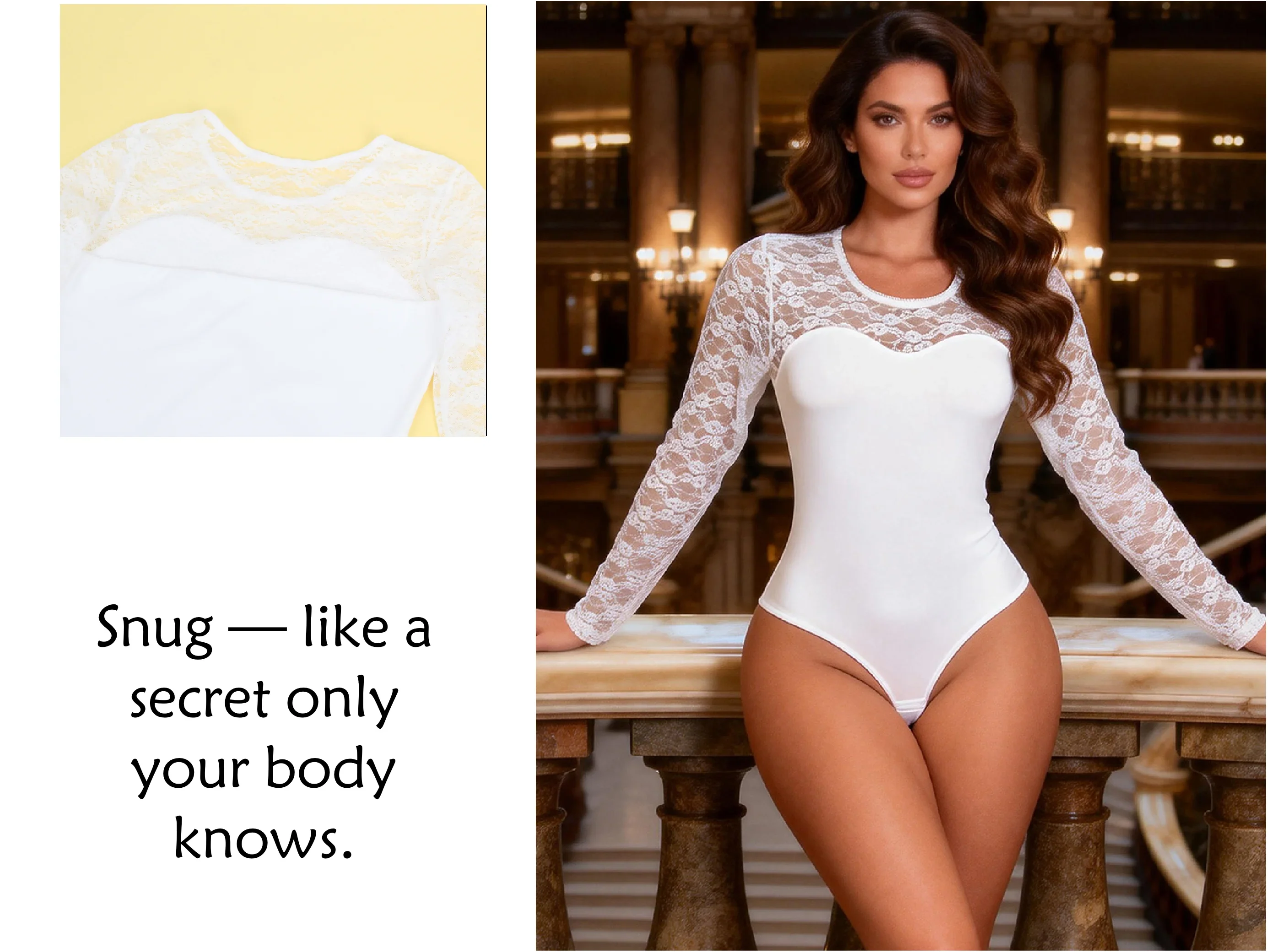 White Lace Teddy Open Crotch Bodysuit Push Up Sexy Swimsuit Material Women Long Sleeve Transparent Sheer Lingerie