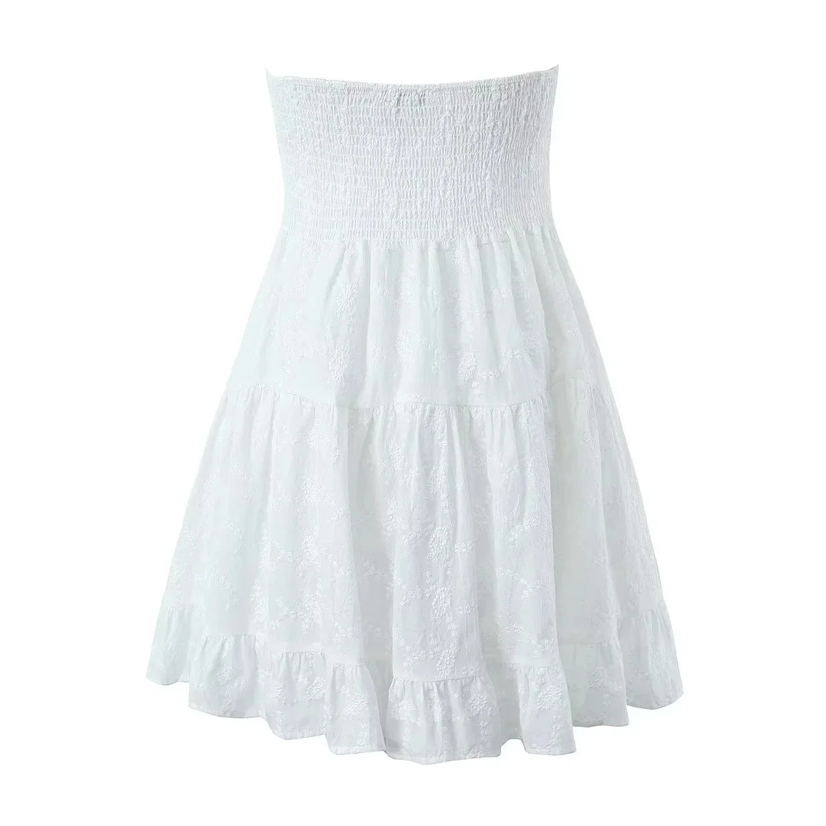 Foridol Button Bowknot Off Shoulder White Lace Mini Dress Summer Beach Embriodery Short Party Holiday Vestidos Smocked 2025