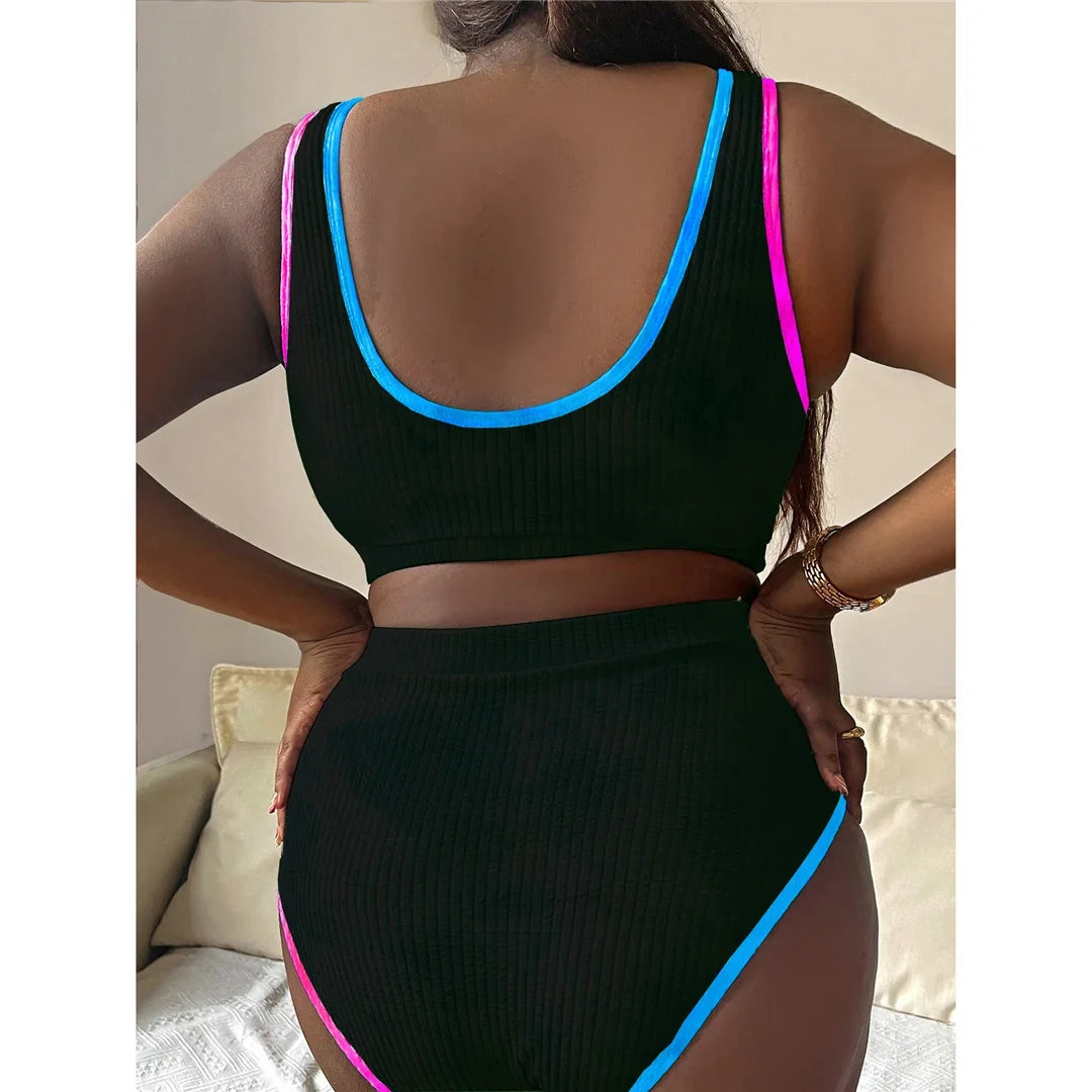 0XL - 4XL New Tie Dye Bikini Large Size Swimwear Plus Size Women Swimsuit Female Two-pieces Bikini set Bather Bathing Suit V5948