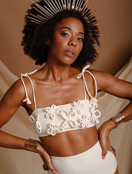 2025 Fashionable Women Two-Piece Swimsuit Adorable Chocolate Dot Design with Lace Detail Perfect for Beach Wear and Pool Parties