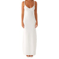 Women Sleeveless Summer Solid Color Twisted Straps Dresses V-Neck Backless Party Club Vacation Beach Long Dresses