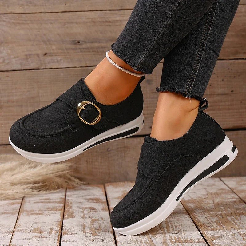 2025 Faux Suede Platform Loafers Women Lightweight Slip On Thick Sole Sneakers Woman Plus Size 43 Comfort Non Slip Casual Shoes