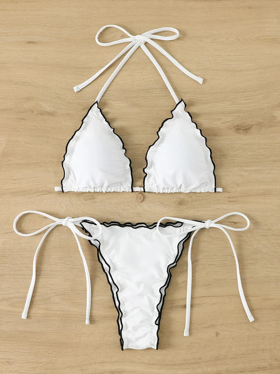 Sexy Triangle Micro Bikini 2026 Women Swimsuit Two-pieces Swimwear for Female Beach Wear Lace Up Bikinis Sets Thong Bathing Suit
