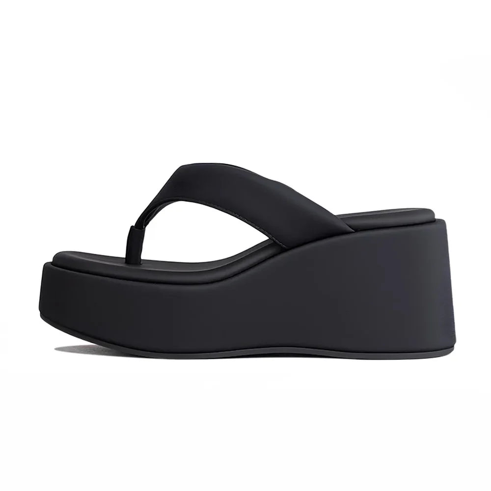 Vintage Y2K Leopard Flip&Flops Sandal Summer Chunky Platform Sandals Women Slipper Wedges Slides 8cm High Heels Shoes Mules
