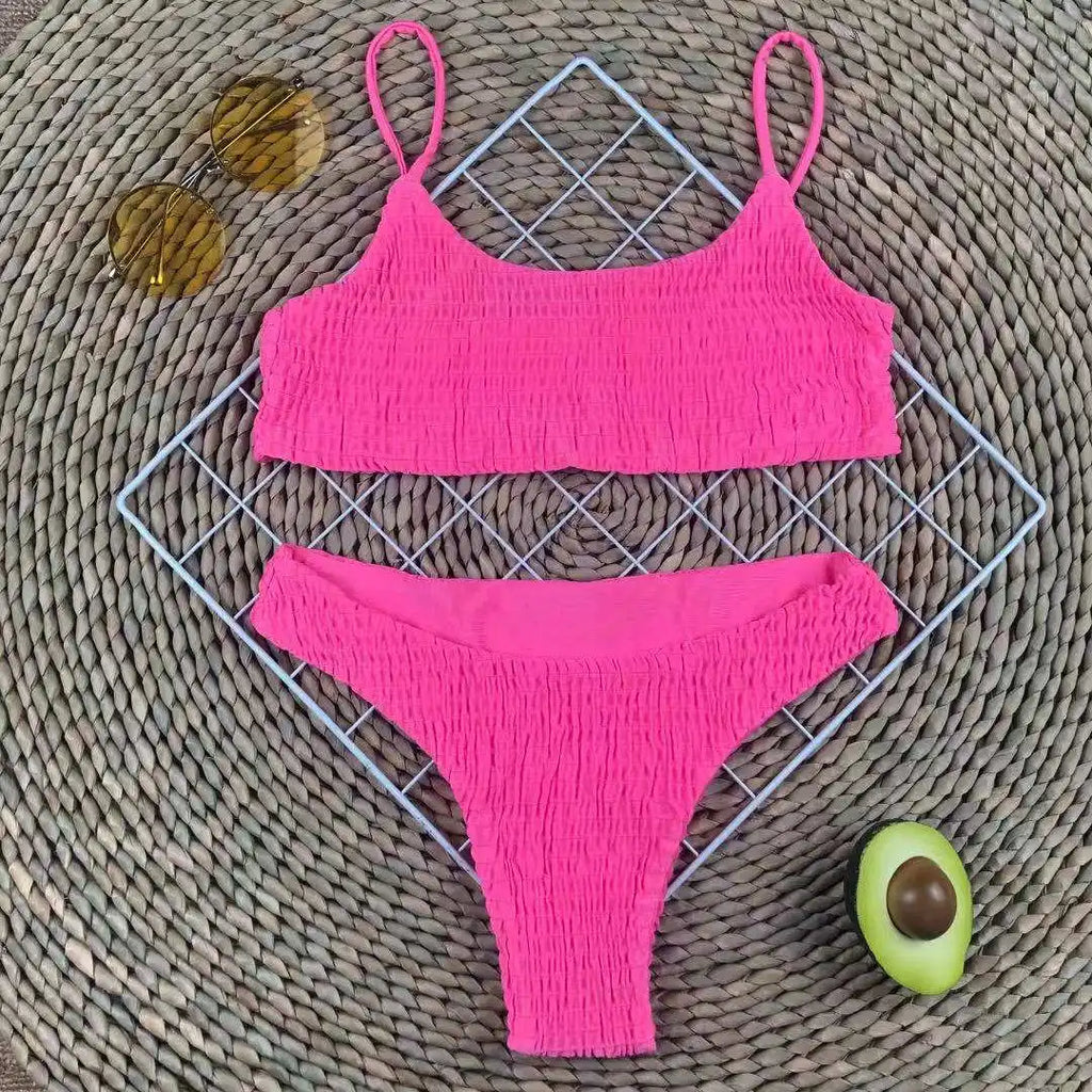 Sexy Wrinkled Butterfly Printed Bikini Female Swimsuit Women Swimwear Two-Pieces Bikini Set Bather Bathing Suit Swim Lady V713