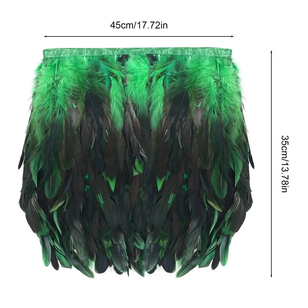 Womens Faux Feather Mini Skirt Elastic Mid Waist A-line Skirt Ladies Mardi Gras Outfit Festivals Carnival Dance Party Supplies