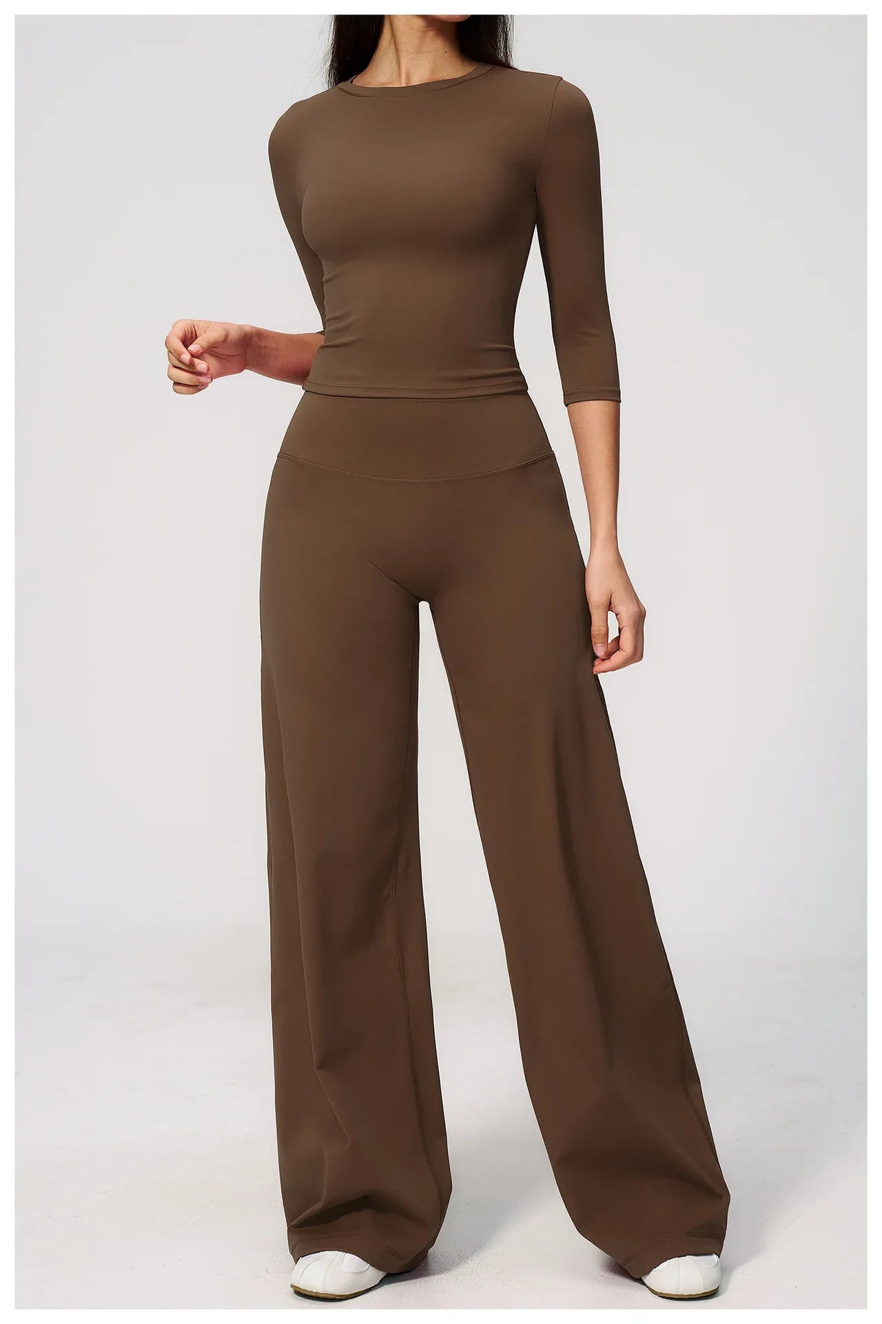 Women Tracksuit Yoga Sets Half Sleeve O Neck Slim Sports T Shirts Fitness Suit Outdoor High Waist Flare Pants Workout Clothes