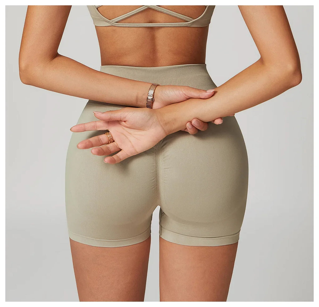 High Waist Shorts Seamless Yoga Shorts Workout Fitness Lift Peach Butt Fitness Tight Gym Running Body Shaper Pants Ribbed Shorts