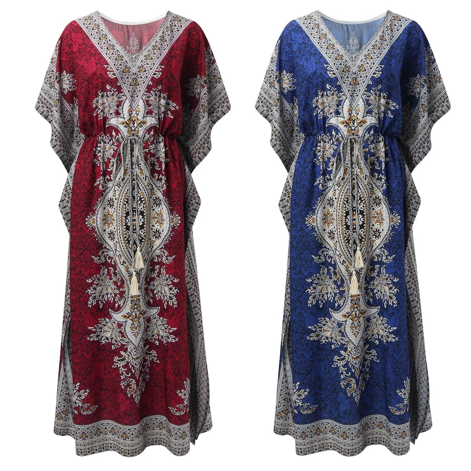 Dresses For Womens Kimono Style Vintage Printed Loose Summer Beach Clothes Personality Weastern Funny Women Dresses Casual