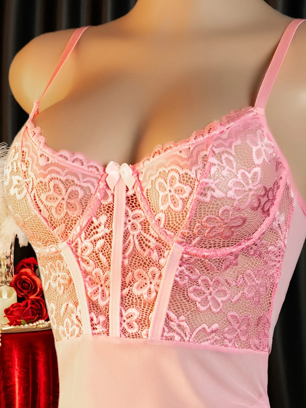 A Set Of Corset-style Lace Nightgowns Steel Ring Push-up Breast Shapewear Underwear Pajamas Ms elegant Irregular Fishtail drees