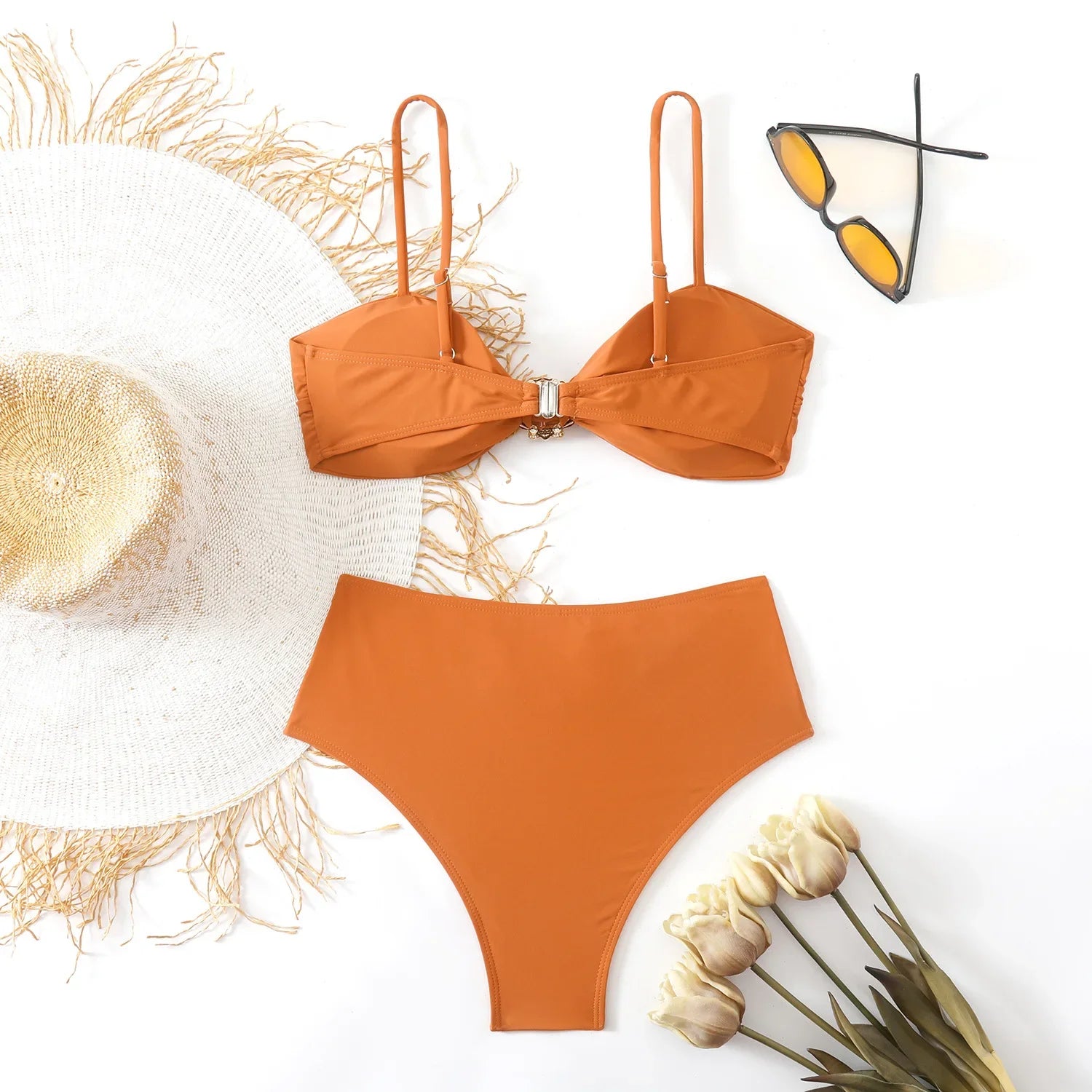 High Waist Bikini Women's Swimsuit Two-piece Bathing Suits Bandeau Woman Swimwear Trend Bikinis Sets Brazilian Beach Wear
