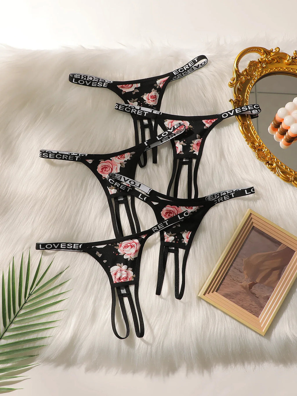 5-piece set of women's sexy embroidered flower underwear with seamless hollow out easy to wash and dry underwear C960