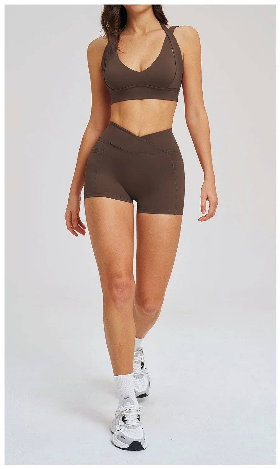 Women' Sports High Waist Shorts Set Fitness Cycling Elastic Sports Pants Yoga Bra Set Gym Sportswear Workout Set Athletic
