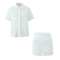 Foridol Summer Casual White Lace Dress Set for Women Hollow Out Embroidery Skirt Outfits 2 Pcs Loose Beach New Suit Skirt Set