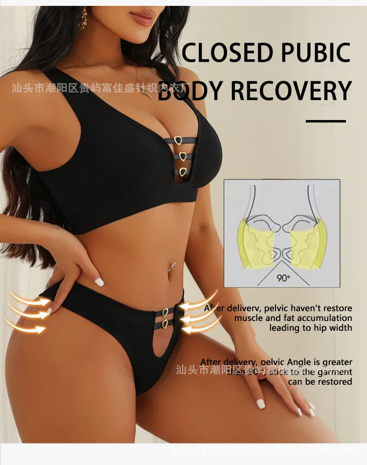 Sexy seamless underwear set push-up bra vest sports breathable push-up set