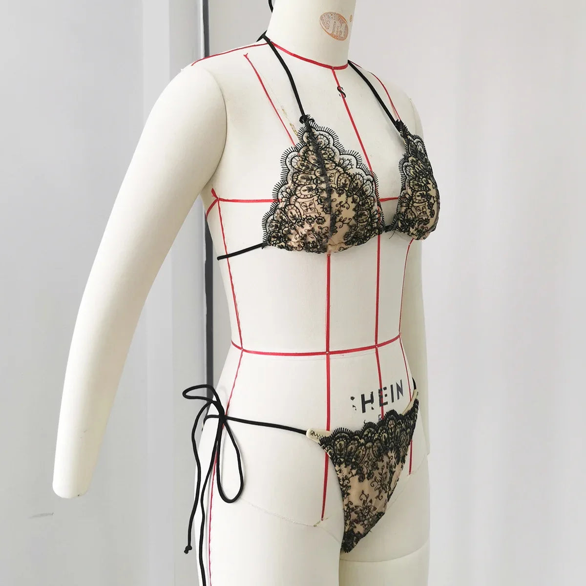 Sexy Black Lace Long Pants 3 Piece Bikini Set Women Push Up Bra Bandage Triangle Swimsuit Beach Bathing Suit Holiday Swimwear