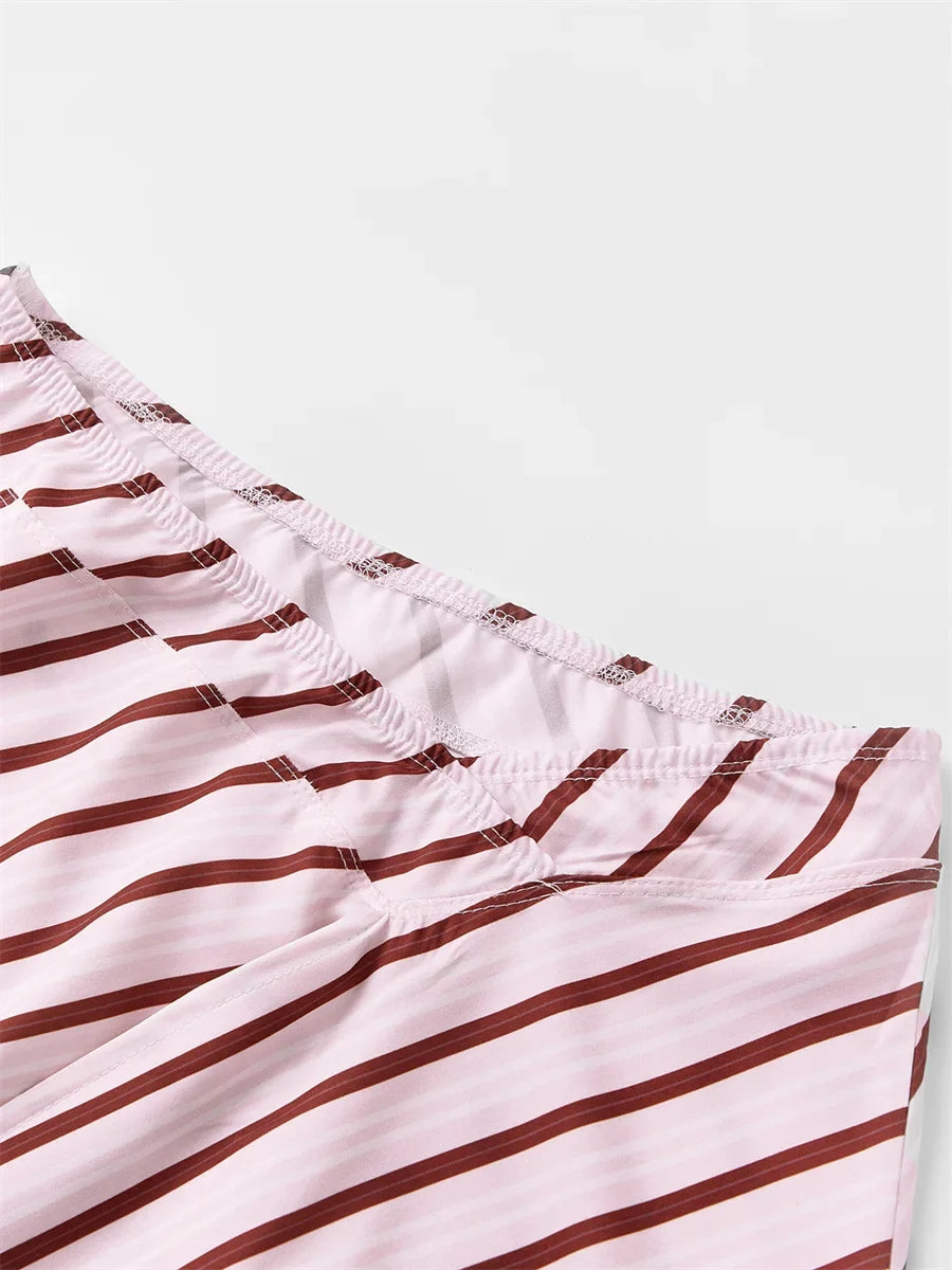 Summer Solid/Stripe/Plaid Midi Skirts for Women Casual Elegant A-Line Skirt for Beach Vacation Streetwear