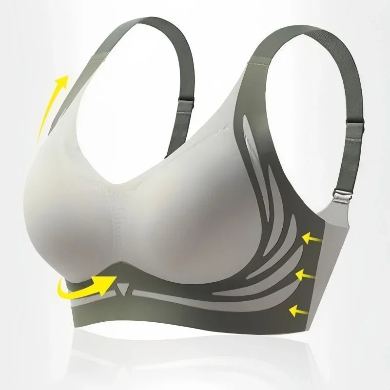 Women's V-Neck Seamless Push-Up Bra with Anti-Spill Design 4 Colors Anti-sagging Lift-up Bras Plus Size Comfort Lingerie M-4XL